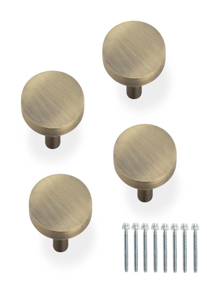 Allied Stainless Steel Round Knob | Suitable for Cabinet, Drawer | Pack of 4, Brass Antique | 1.5" Round - Image 1